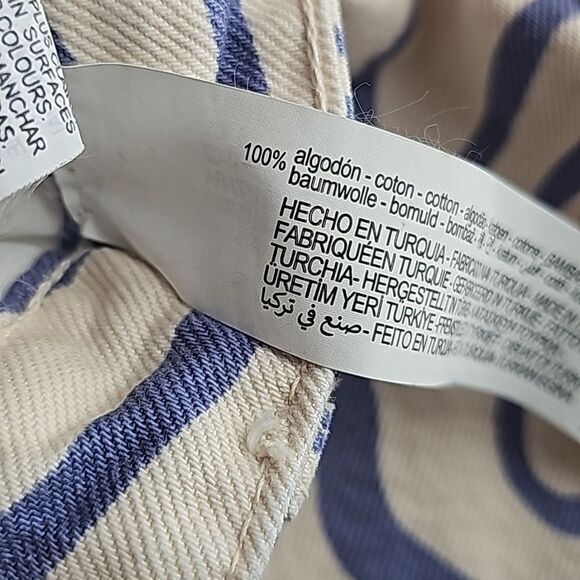 Zara -027 Blue Cream Wavy Squiggle Printed High Rise Straight Fit Jeans - Size 4 - Picture 4 of 5